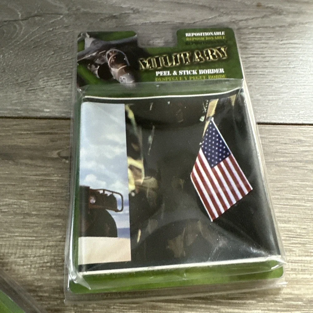 Brewster Military Peel & Stick Border Kid Room 5in x 12ft New PS96311 Green Camo